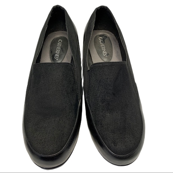 Catherines Black Slip On Loafer Heels- Size 12 W - Picture 3 of 13